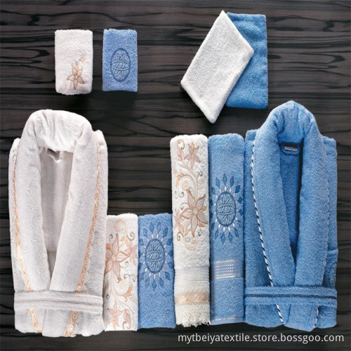 Wholesale Comfortable Printing 100% Cotton Terry Family Bathrobe Set
